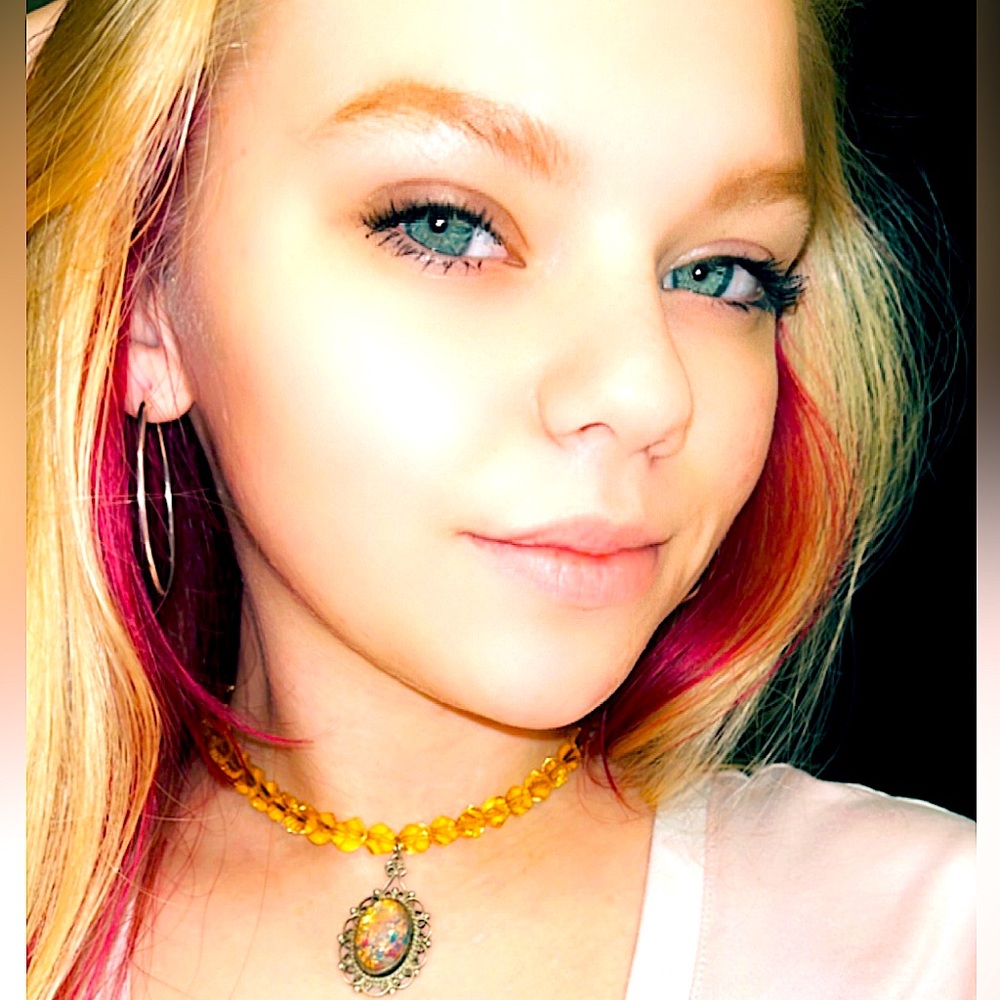 mexican opal and brazilian golden topaz choker